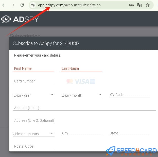 Adspy代购代付订阅 【人工代购】怎么支付？- Speed4Card专业充值平台