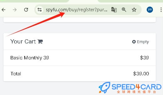 SpyFU代购代付会员套餐 【人工代购】怎么支付？- Speed4Card专业充值平台
