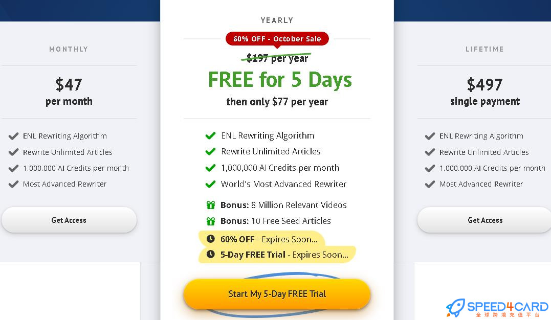 Spinrewriter代购代付订阅AI [人工代购]套餐- Speed4Card专业充值平台