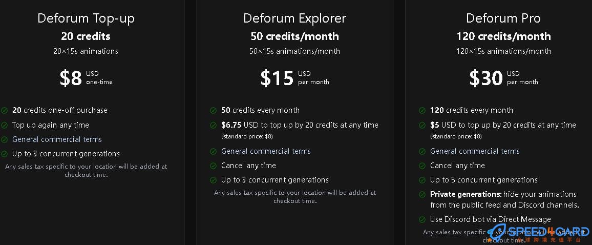 deforum AI代购代付套餐- Speed4Card专业充值平台