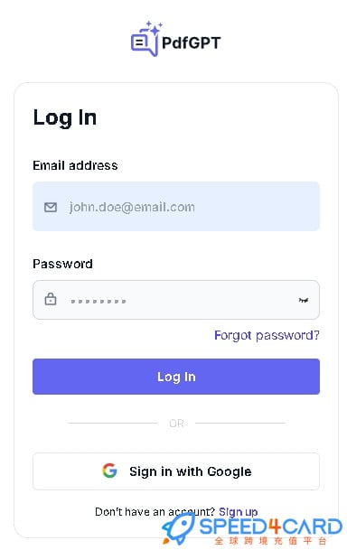 PDFGPT代购代付订阅AI [人工代购]怎么登录？- Speed4Card专业充值平台
